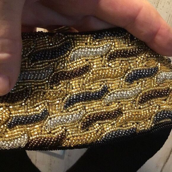 Belt vintage glass bead stretch belt Velcro closure - Picture 5 of 6